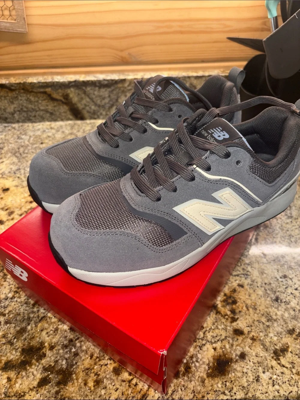 New Balance steel toe women's Cream Athletic Sneakers